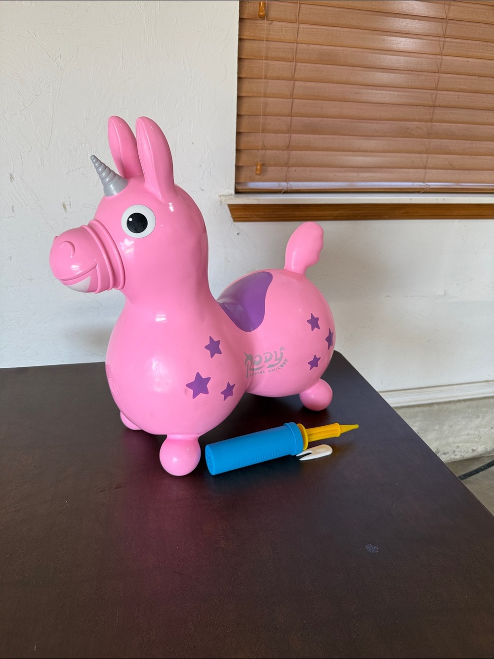 Pink Unicorn Hopper Ride-On Toy with Pump